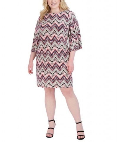 Plus Size Printed 3/4-Sleeve Shift Dress Blush Multi $48.06 Dresses