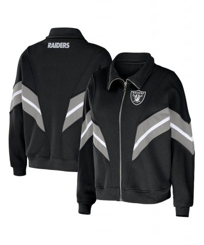 Women's Black Las Vegas Raiders Plus Size Yarn Dye Stripe Full-Zip Jacket Black $39.90 Jackets