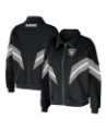Women's Black Las Vegas Raiders Plus Size Yarn Dye Stripe Full-Zip Jacket Black $39.90 Jackets